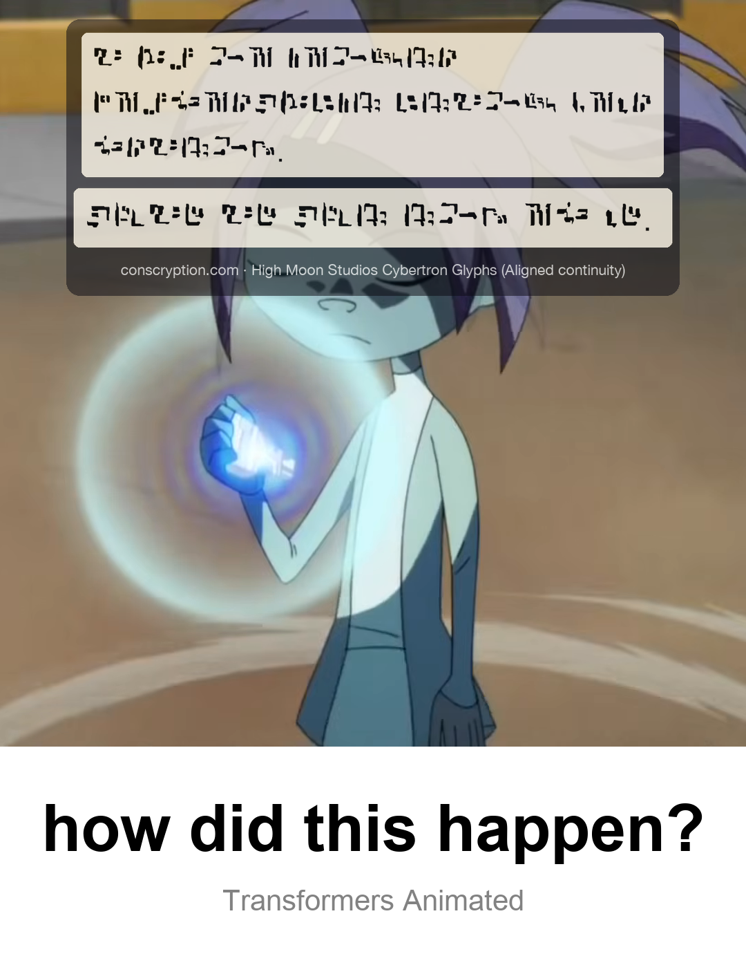 Sari With a Gun (High Moon Studios Cybertron Glyphs (Aligned continuity))