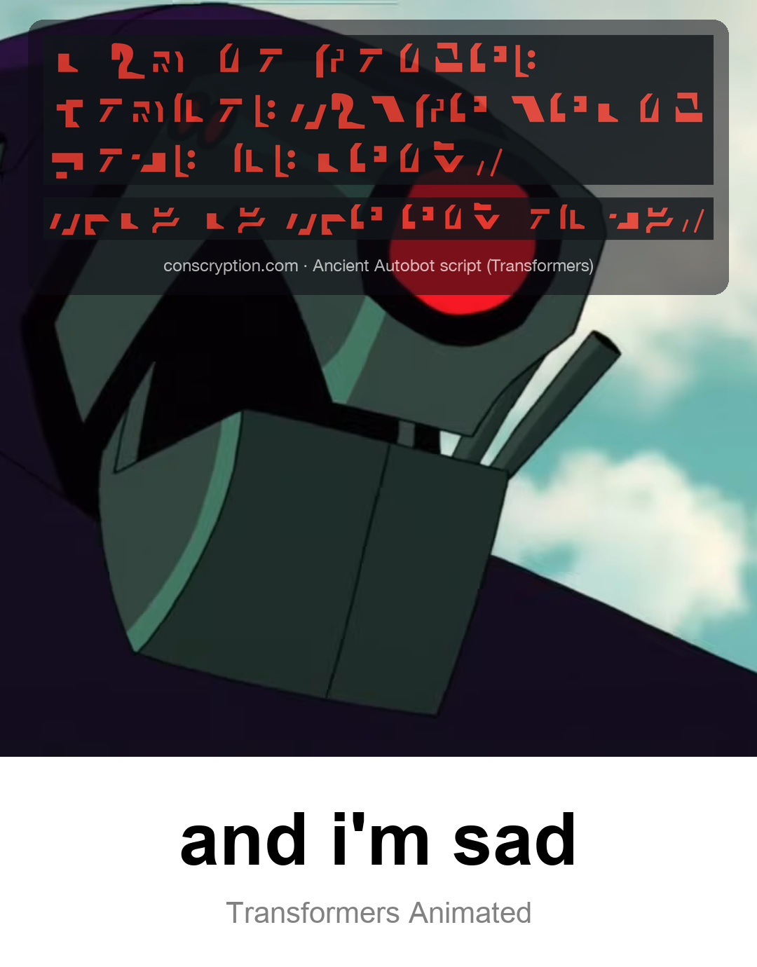 Lugnut’s Number One (Ancient Autobot script (Transformers))
