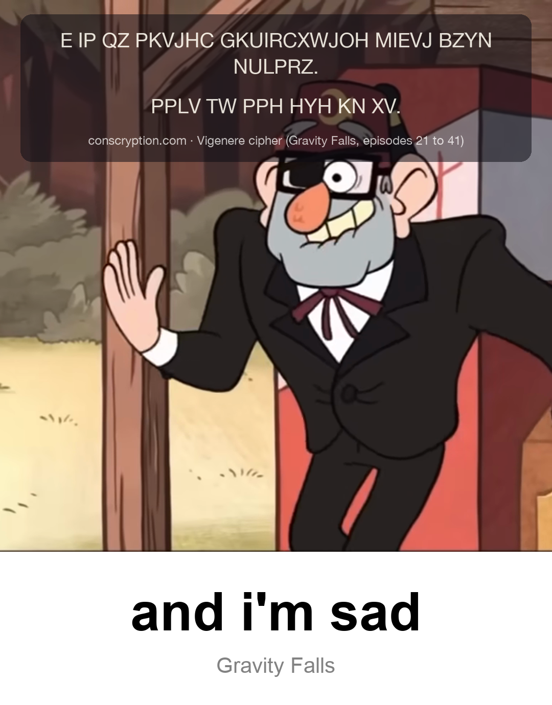 Bill’s Touch-Tone Telephone (Vigenere cipher (Gravity Falls, episodes 21 to 41))