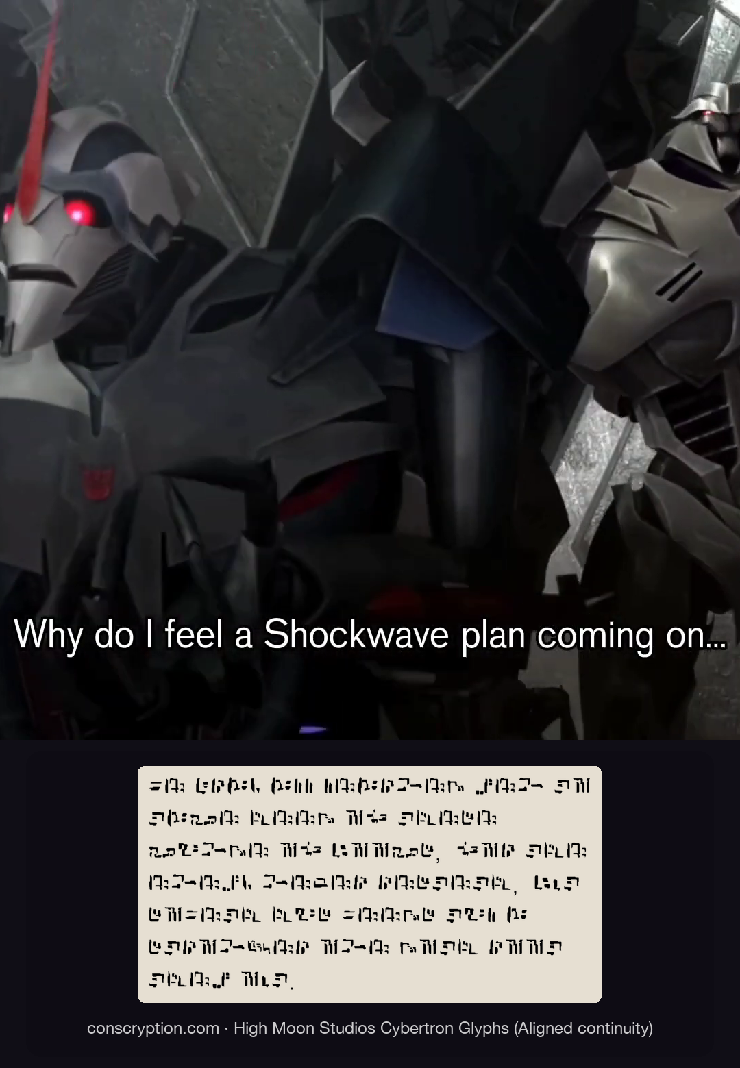 Save Our Starscream Apology Video (High Moon Studios Cybertron Glyphs (Aligned continuity))
